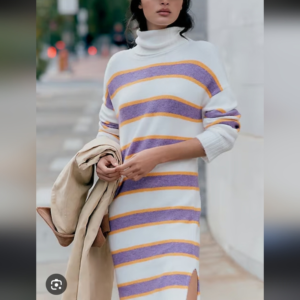 Anthropologie Daily Practice NWT Karigan Striped Turtleneck Sweater Dress